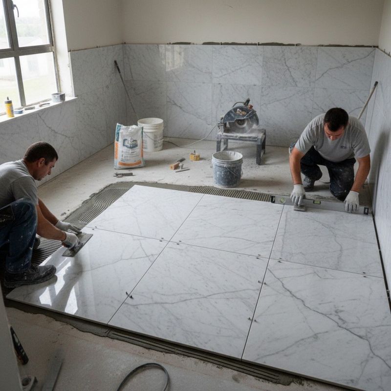Marble Tile Floor Installation